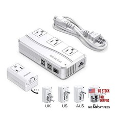 250W Power Converter 220V to 110V Voltage Converter with 8 Charging Ports White