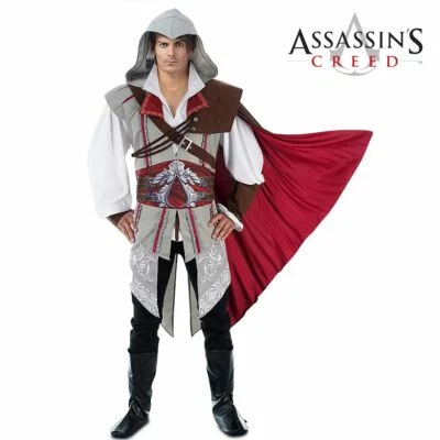 CHAKS Assassins Creed Kostüm Ezio deluxe für Herren Gr. M-XL weiß rot Fasching