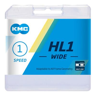 KMC Fahrrad Kette HL1 Wide Silber 1-Fach 100 Glieder 1/2 x 1/8 9,4mm Nietstift