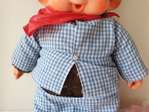 Peluche ancienne GRAND KIKI + Pyjama Garcon + Tenue fille - vintage env. 43cm - Imagen 4 de 10