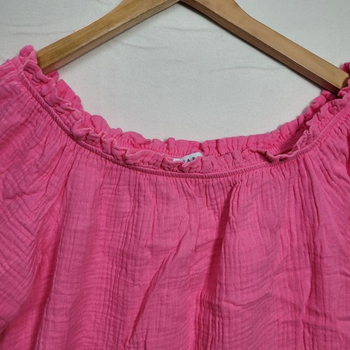 Papaya Blouse Women Size 12 Pink Cotton Short Sleeve Ladies Top - Picture 2 of 9