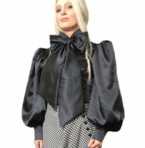 satin balloon sleeve blouse