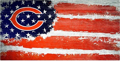 Chicago Bears ''Flag Themed'' Wood Signs 6''x12''