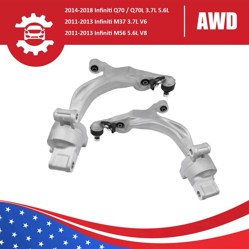 2x Brazos de control inferiores delanteros izquierdo+derecho para Infiniti Q70 Q70L M37 M56 545001MD1A Foto 3 de 4