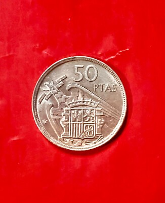 1957  (58 In Star)  50 PTAS Spanish Coin with edge lettering