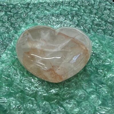 1pc Quartz Heart Fire 05 Super Silver Sheen Healing Palm Stone 3''