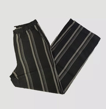 Eileen Fisher Women's Black Striped Organic Linen Blend Pant Sz M