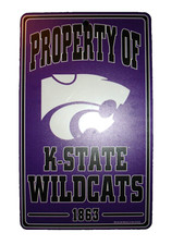 Kansas State Wildcats Property of Wall Sign Plastic Purple Wincraft 12 x 7 1/8