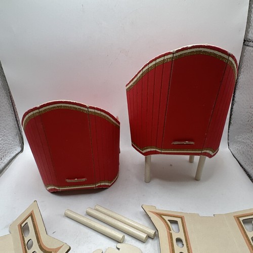 Vtg 1962 Mattel Barbie Fashion Shop Cardboard Chair Table Lot Hawthorne USA - Picture 5 of 15