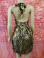 Aspeed Desig Women's Halter Brown/black Bubbled hem Dress Size S NEW /B10