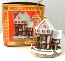 David Winter Cottage Christmas Ornament Suffolk House 2" Mini Tree Village NIB