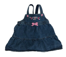 Genuine Baby From OshKosh Girls Floral Print Denim Overalls Skirt Size 6 Months