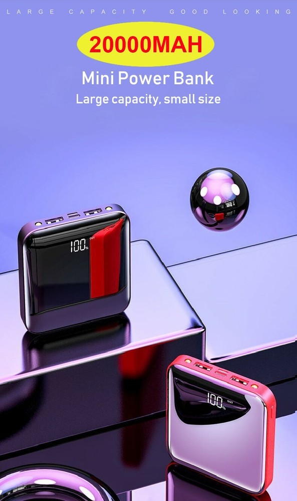 20,000mAh LED Mirror Power Bank - Fast Portable Charger