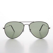 Black 60mm Teardrop Glass Lens Dead Stock Vintage Pilot Sunglass -Hughes