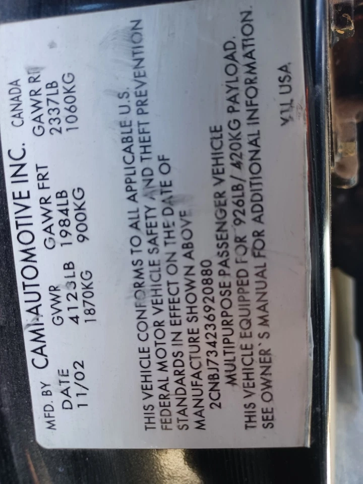 Rear Axle Assembly With ABS AT 4.88 Ratio 2000-2004 Chevrolet Tracker used - Image 2 of 4