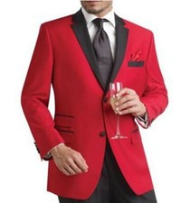 Custom Made Wedding Tuxedo For Men,Bespoke Red Tuxedo Black Pants,TailorMen Suit