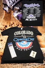Colorado Rockies Opening Day 2012 Shirt MED Black Short Sleeve MLB PLUS EXTRAS