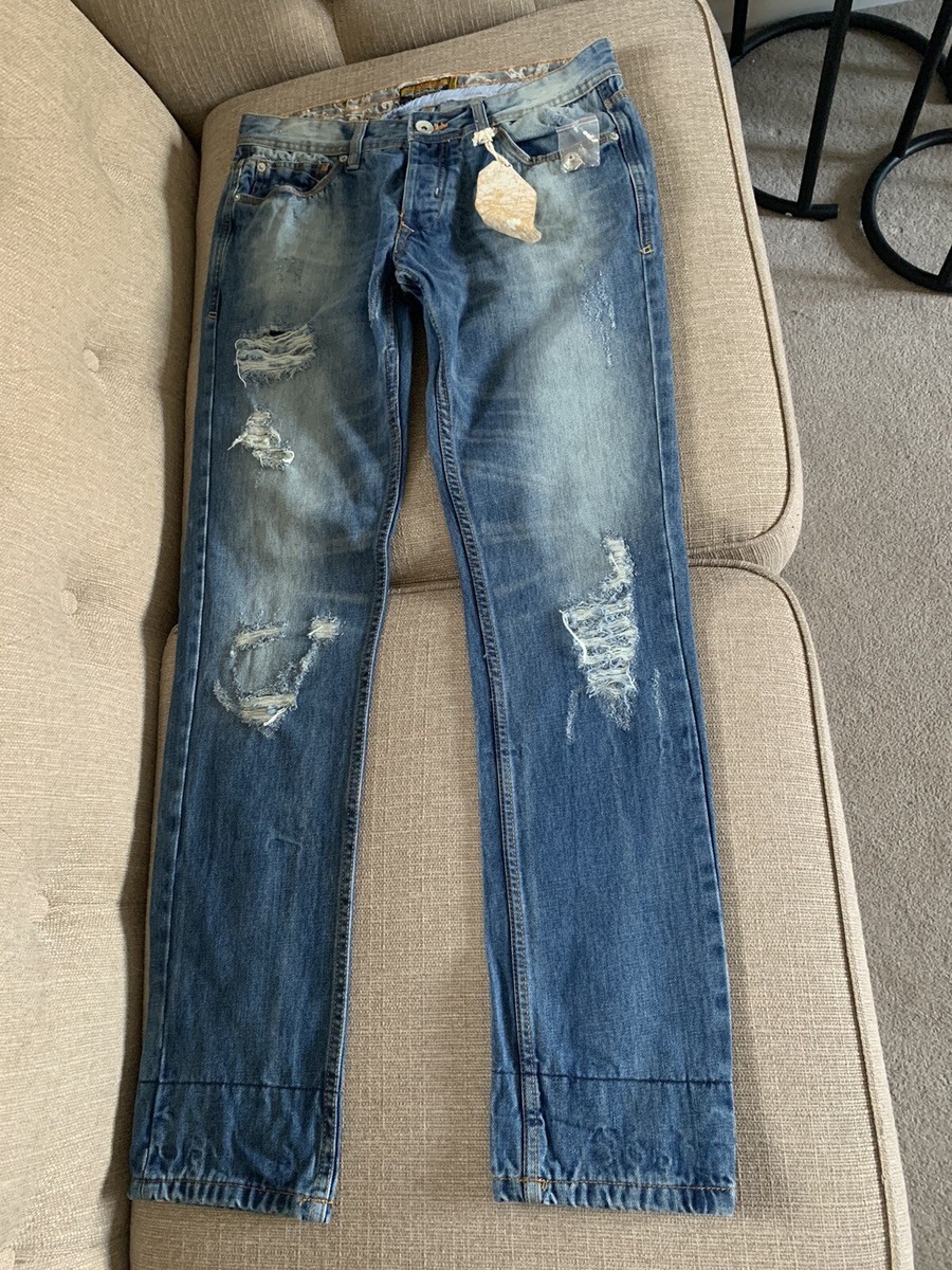 Alcott Co Men's Blue Ripped Jeans Stasche Man W32 Size 46 New WT