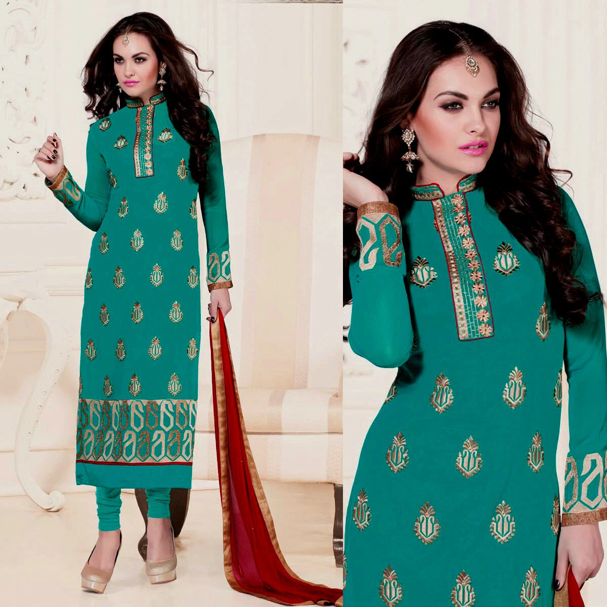 Amazon.com: PANASH TRENDS Women's Net Embroidery Sharara Salwar Suit Set -  Stitched (as1, alpha, s, regular, regular, DarkGreen) : Clothing, Shoes &  Jewelry