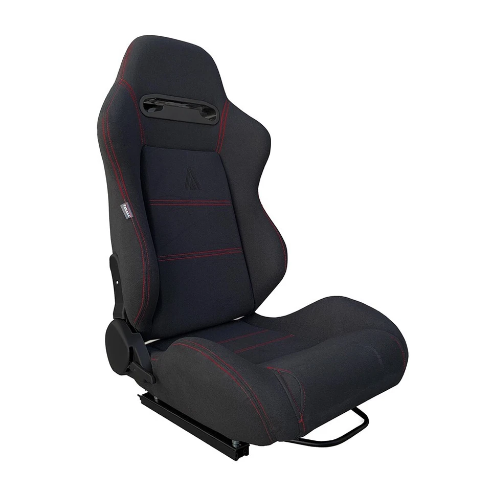 PAR DE ASIENTOS DE CARRERAS TANAKA TELA NEGRA + PUNTADA ROJA PARA FORD **** Foto 3 de 4