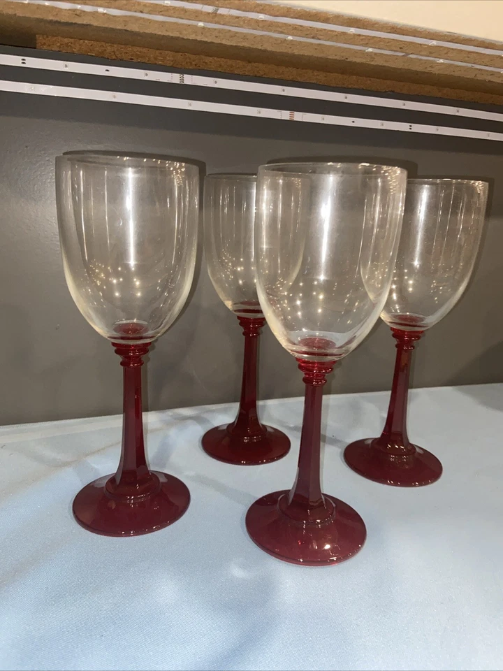 Martha Stewart Collection Red Stem White Wine Glasses, Set of 4 , 8.5” Tall- M - Image 2 of 4