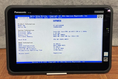 Panasonic FZ-Q2 ToughPad 12.5" m5-6Y57 1.10GHz 8GB RAM 256GB SSD NO OS 11700Hrs - Afbeelding 2 van 16