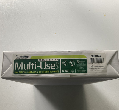 2 Reams HP Spectrum Copy Paper 8 1/2''x14'' 500 Sheet 20# 92 Brightness Recycled