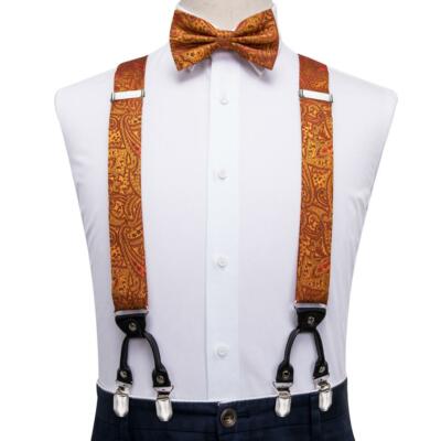 Punk Braces Suspender Unisex Plain Orange