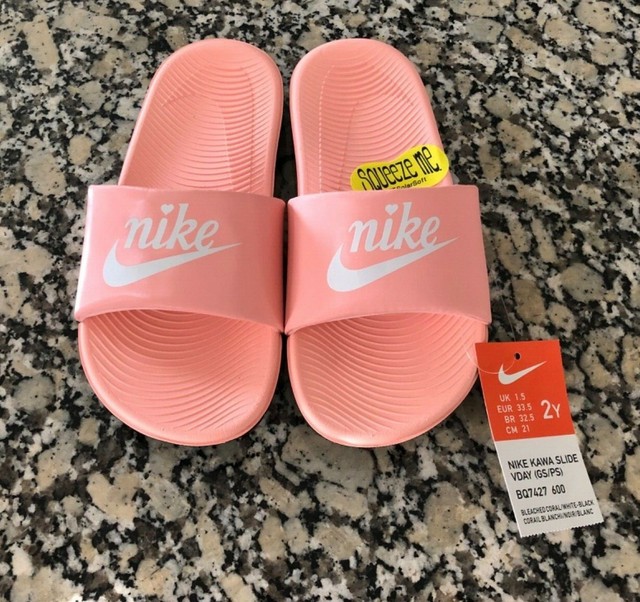 coral nike slides