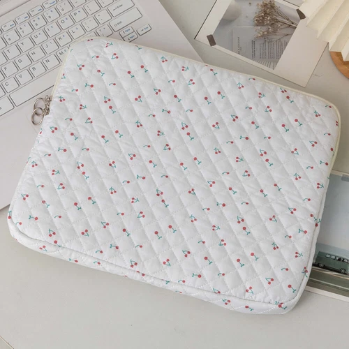 13 Inch Laptop Sleeve Quilted Laptop Bag Floral Laptop Carrying Case (cherry M)