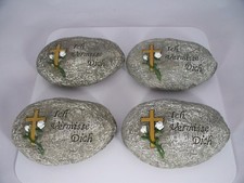 4 DEKO SPRUCH STEINE "Ich Vermisse Dich" 15x10 cm neu. Grabschmuck Grab Friedhof