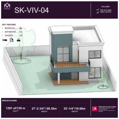 35'-2 3/4'' x 27'-1/4'' (10.68X08.30 m) A Frame Modern House - Plan Blueprint PDF