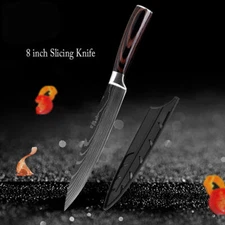 8inch Kitchen Knives Set Laser Damascus Pattern Chef Knife Cleaver Tool USA