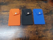 Stick-On Adhesive Silicone Cell Phone Card Holder Snap Closure - Choose Color