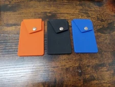 Stick-On Adhesive Silicone Cell Phone Card Holder Snap Closure - Choose Color