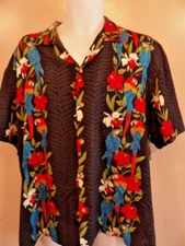 Vintage Paradise Found Hawaiian Shirt Men's XL Parrots Magnum PI