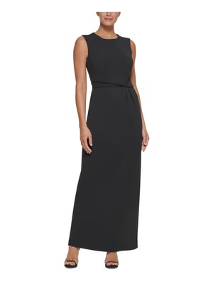 DKNY Womens Black Back Slit Lined Sleeveless Formal Gown Dress 4
