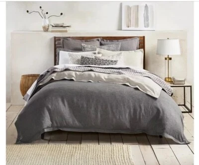Hotel Collection Linen Embroidered F/Queen Duvet Cover+Two Standard Shams. New! - Image 1 of 3