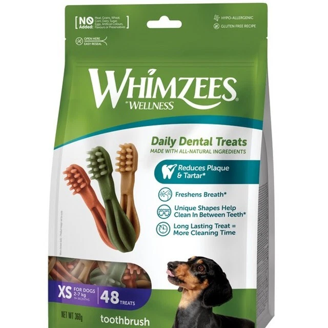 Cepillo de dientes Whimzees XSmall 70 mm golosinas para perros (48 paquetes) estuche de 3 Foto 2 de 4
