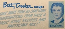 BETTY CROCKER Cake Icing Vintage Original 1940's Baking Frosting Recipe Sheet