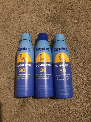 Coppertone Complete Sunscreen Spray Broad Spectrum SPF 30, 5.5oz (3pk) exp 01/24
