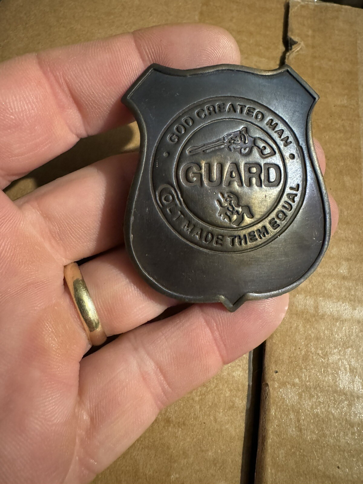 Colt Firearms Epaulette Gun Collector Patina Brass Gunsmith Yellowstone Pin GIFT