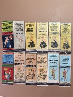Lot of 12 Vintage Pinup Girl Matchbooks 30's 40's & 50's