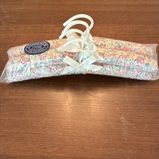 Set Of 5 Vtg Padded Fabric Clothes Hangers Cotton Floral Sealed 15" New
