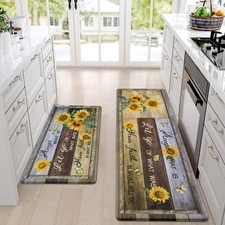 Kitchen Mats for Floor Sunflower Kitchen Rugs Anti Fatigue Farmhouse Floral N...