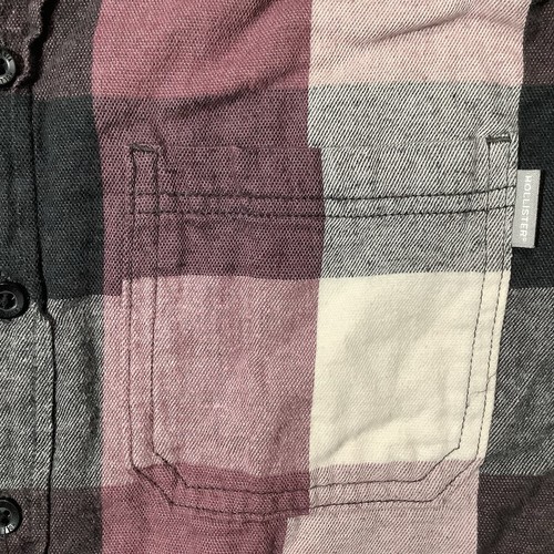 Hollister Relaxed Fit Shirt Size Small Maroon Black Mens Flannel Long Sleeve - Picture 4 of 8