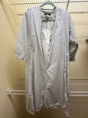Weekend Max Mara Women's Striped Cotton Dress Button-Up Tie Belt Size 10