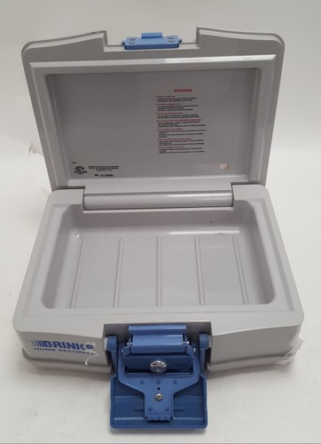 Brinks Home Security Fire Safe Lock Box with Keys Medium Size Grey Blue, Working