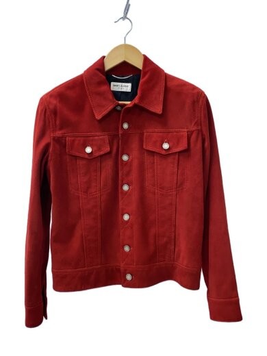 Giacca SAINT LAURENT taglia 44 camoscio rosso tinta unita 481871 Y5NM1 6441