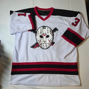 Jason Voorhees Friday the 13th Hockey Jersey White Red Black Mens 13 2XL